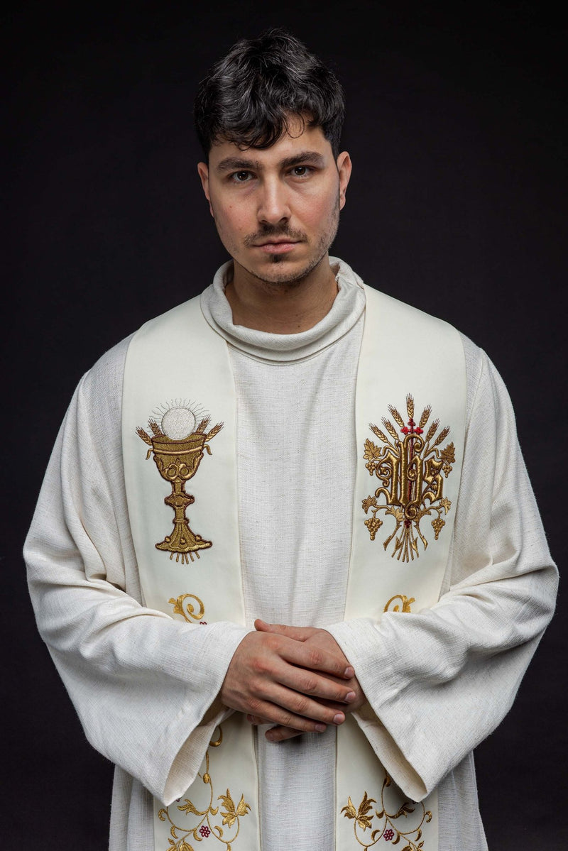 Stuła haftowana - Kielich + IHS (411) - EUCHARYSTYCZNE - zdjęcie 2