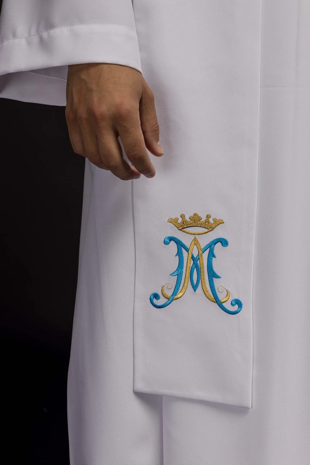 Stuła Maryjna haftowana - ecru lub biała (61) - EUCHARYSTYCZNE - zdjęcie 2