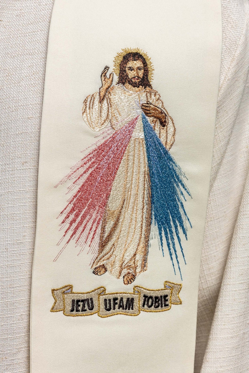 Stuła haftowana - Jezus Miłosierny (71) - Z POSTACIAMI - zdjęcie 4