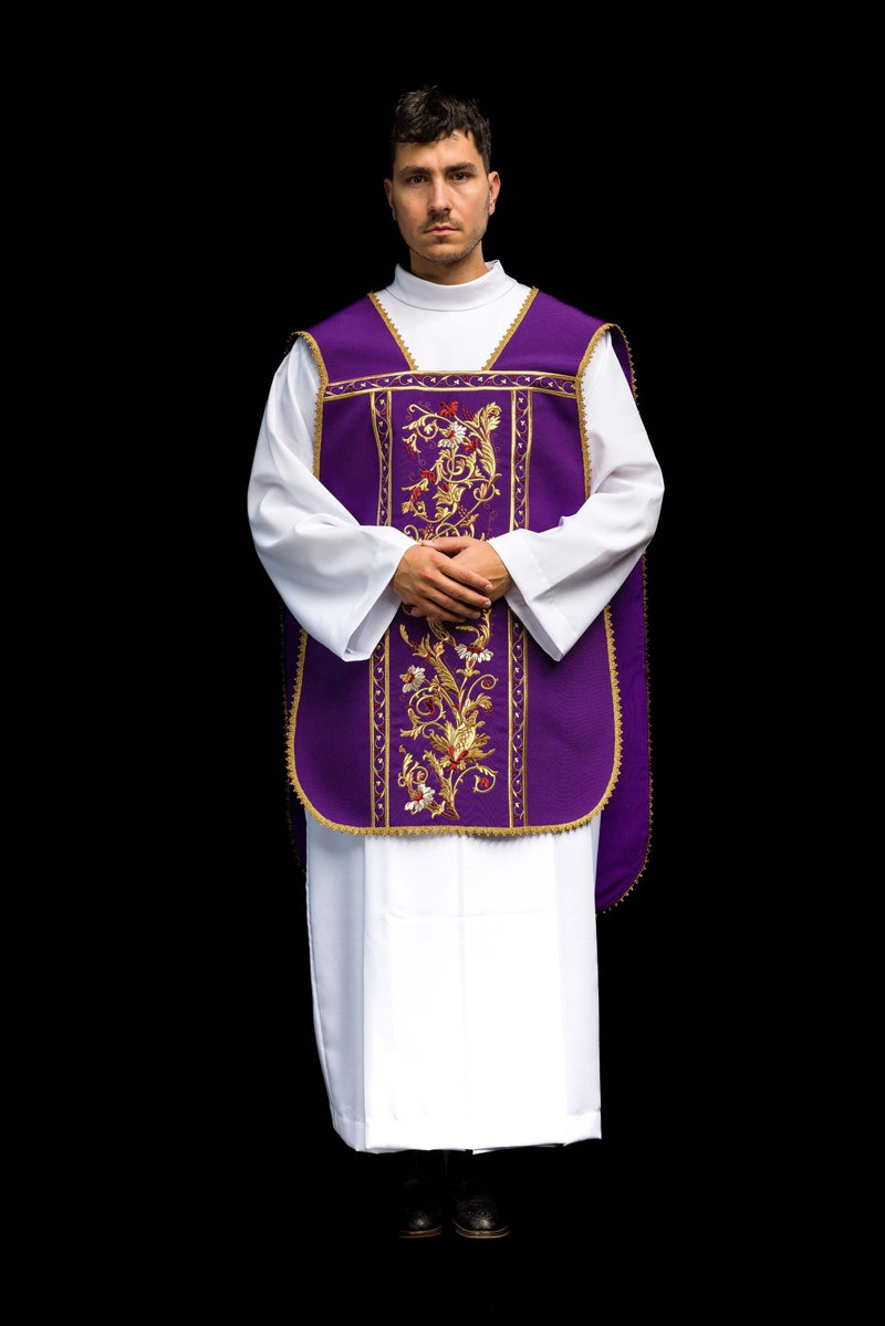 Ornat rzymski haftowany IHS - kolory liturgiczne (40) - Ornaty rzymskie - zdjęcie 2
