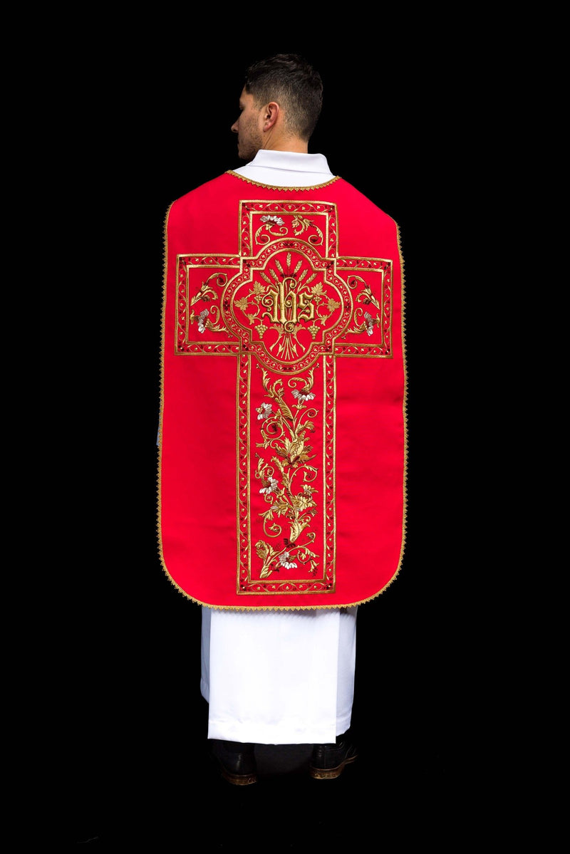 Ornat rzymski haftowany IHS - kolory liturgiczne (40) - Ornaty rzymskie - zdjęcie 4