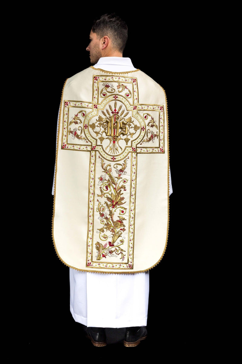 Ornat rzymski haftowany IHS - kolory liturgiczne (40) - Ornaty rzymskie - zdjęcie 8