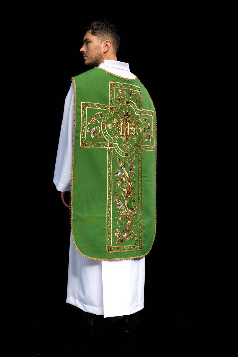 Ornat rzymski haftowany IHS - kolory liturgiczne (40) - Ornaty rzymskie - zdjęcie 9