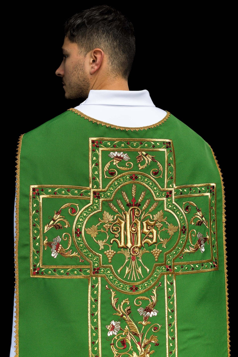 Ornat rzymski haftowany IHS - kolory liturgiczne (40) - Ornaty rzymskie - zdjęcie 11