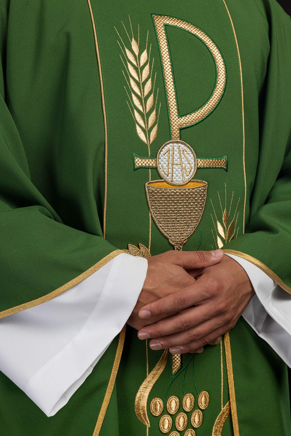 Ornat haftowany z symbolem Kielicha- zielony (H1) - Ornaty zielone - zdjęcie 4