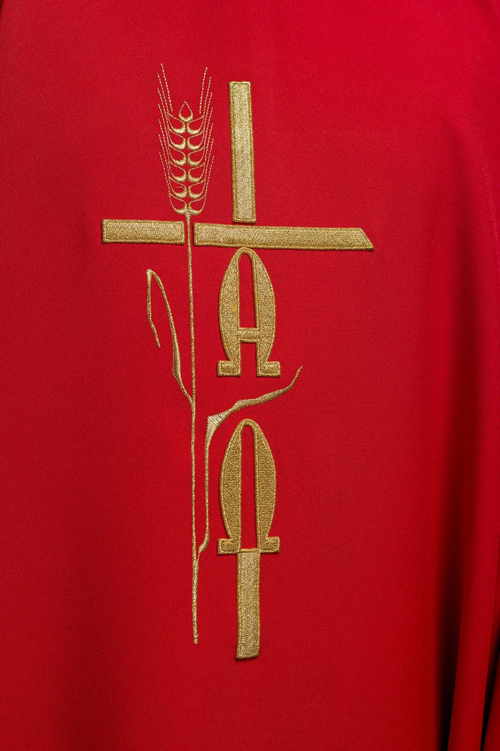 Ornat haftowany Alfa Omega- czerwony (H6) - Ornaty czerwone - zdjęcie 4