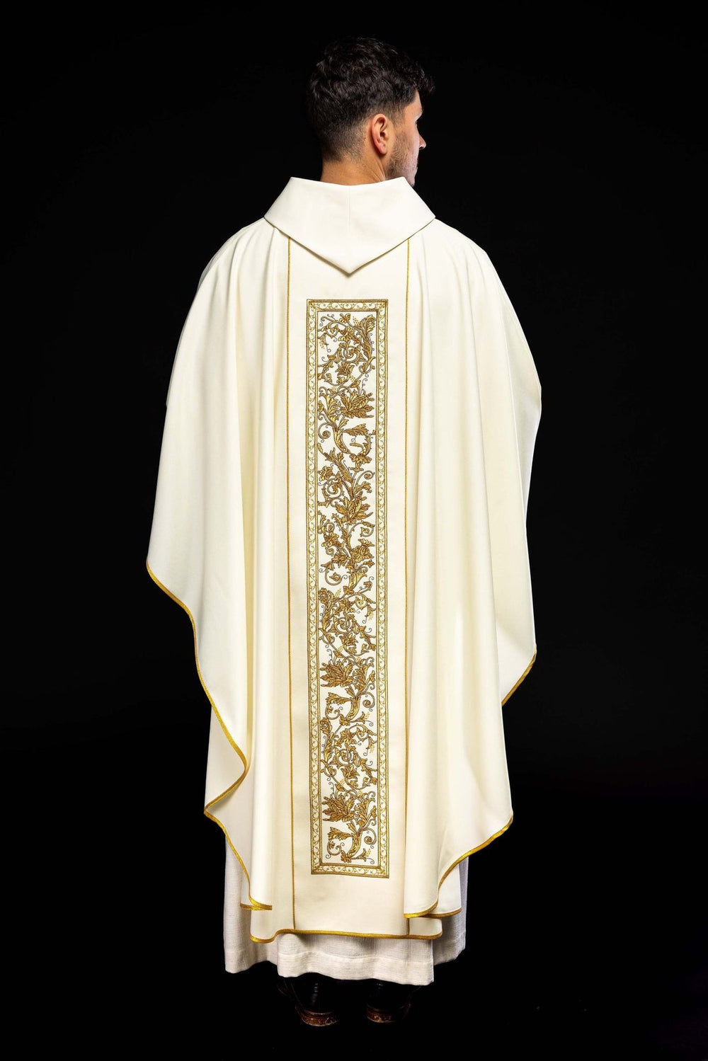 Ornat haftowany z symbolem kielicha eucharystycznego - ecru (H12) - Ornaty białe/ ecru - zdjęcie 6