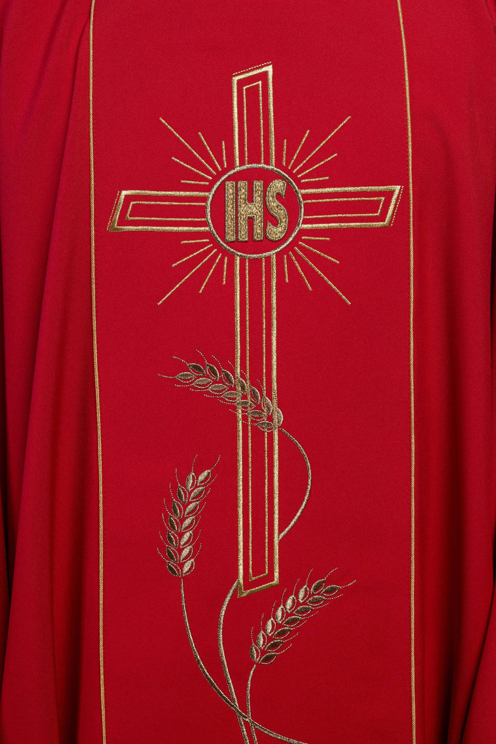 Ornat haftowany Krzyż z symbolem IHS - czerwony (H14) - Ornaty czerwone - zdjęcie 3