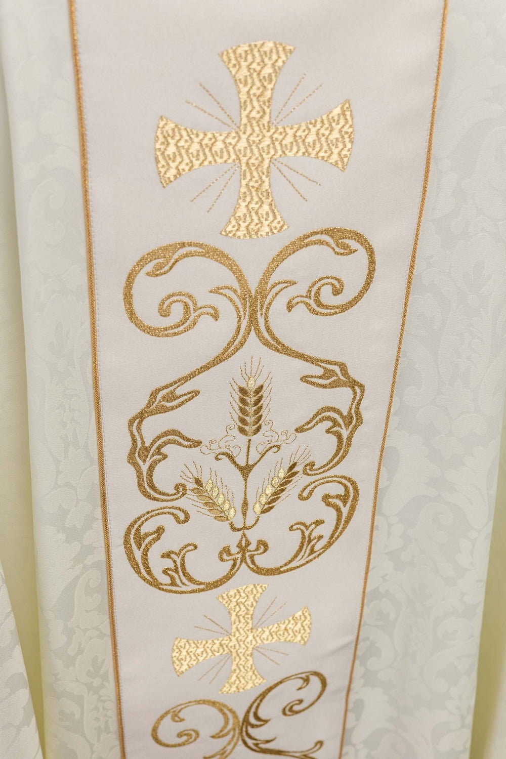 Ornat haftowany IHS i PAX - ecru (H33) - Ornaty białe/ ecru - zdjęcie 3