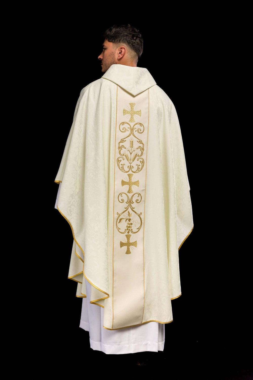 Ornat haftowany IHS i PAX - ecru (H33) - Ornaty białe/ ecru - zdjęcie 6