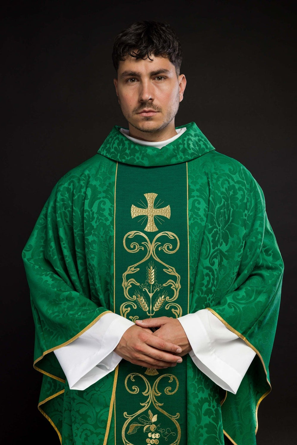 Ornat haftowany IHS i PAX - zielony (H34) - Ornaty zielone