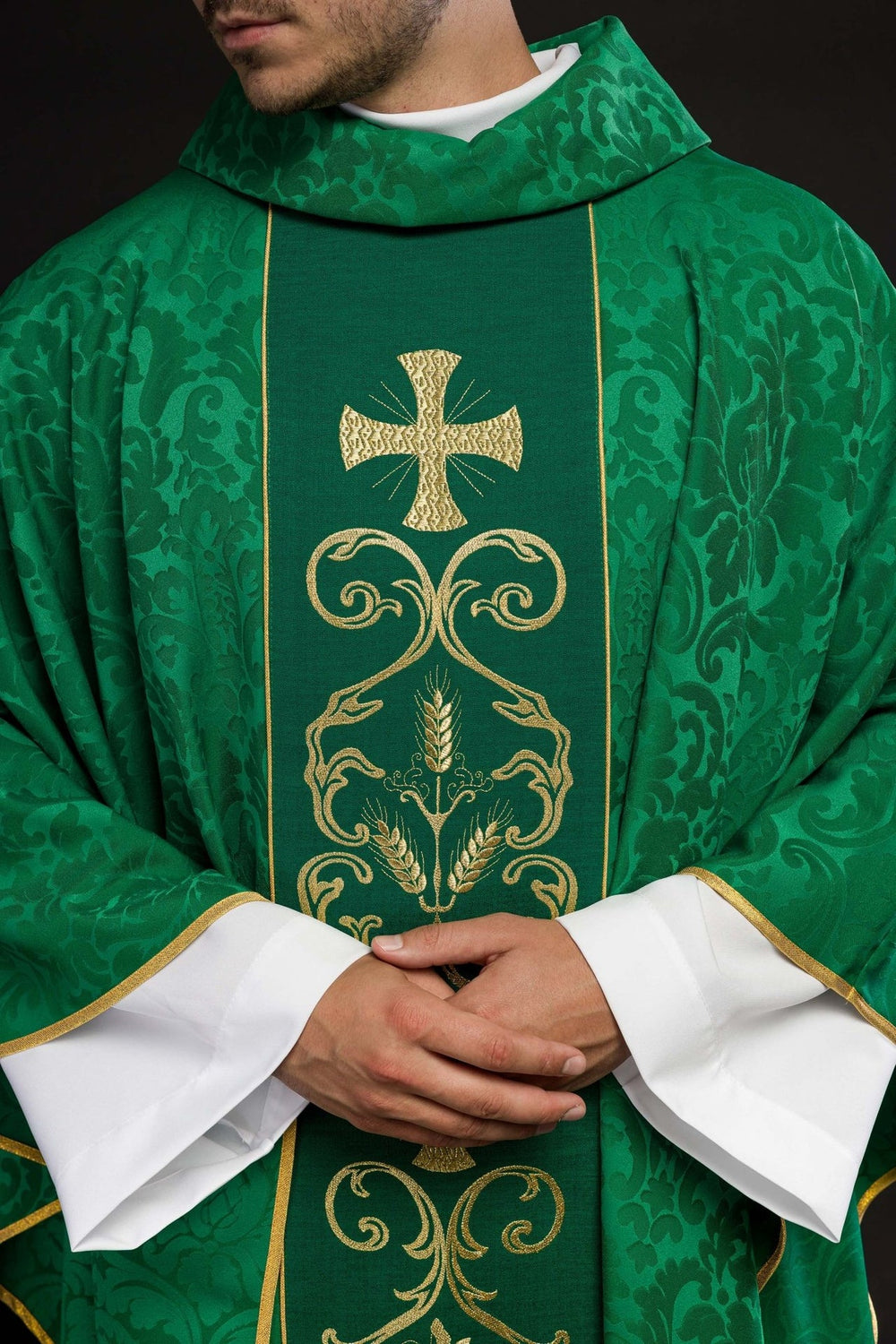 Ornat haftowany IHS i PAX - zielony (H34) - Ornaty zielone - zdjęcie 3