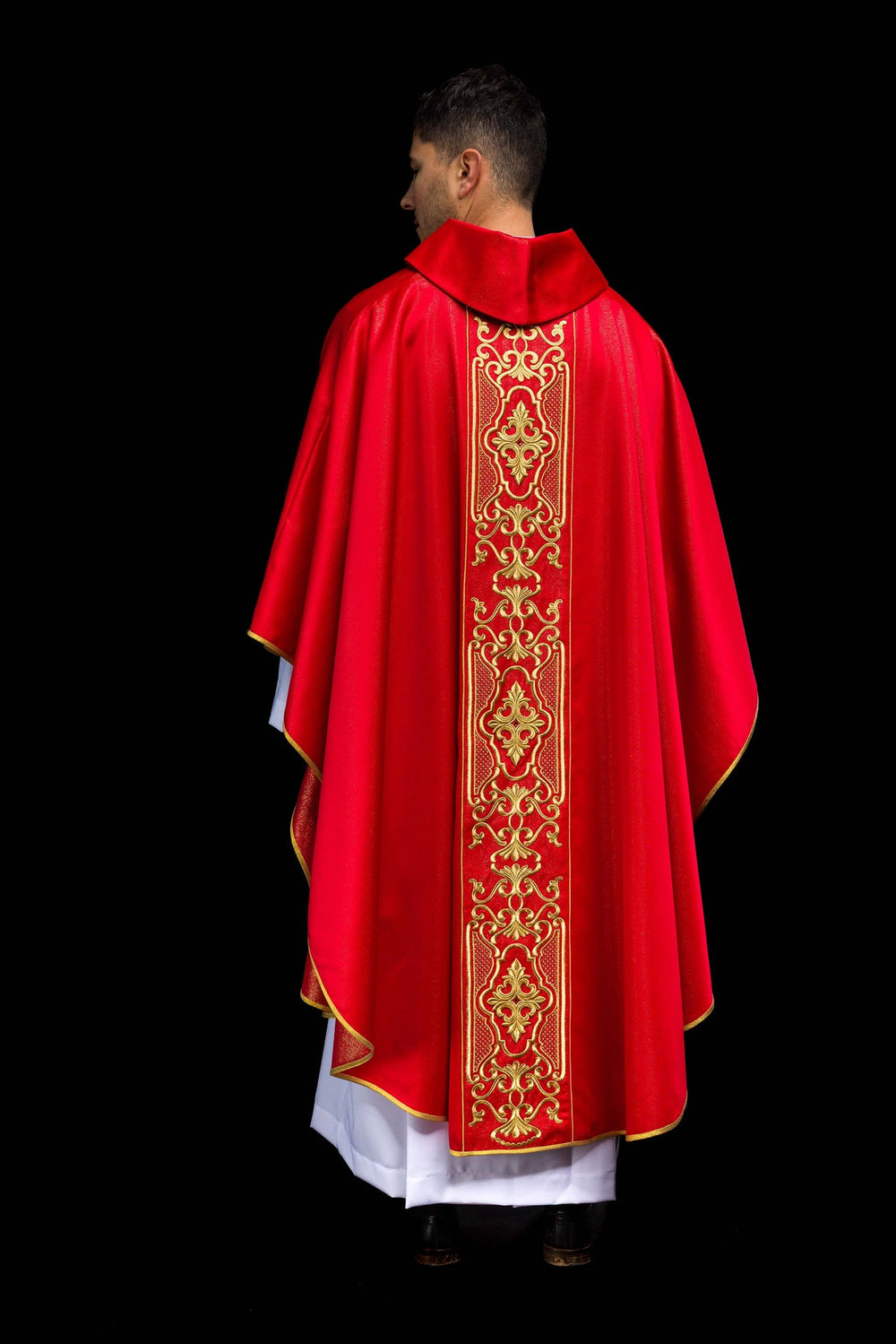 Ornat bogato haftowany, tkanina błyszcząca - czerwony (H79) - Ornaty czerwone - zdjęcie 7