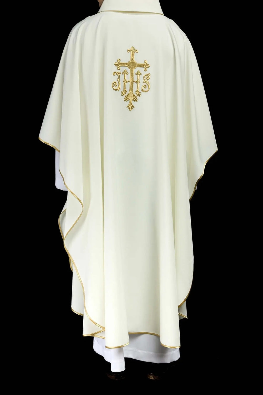 Ornat haftowany z symbolem IHS - ecru (H114) - Ornaty białe/ ecru - zdjęcie 8