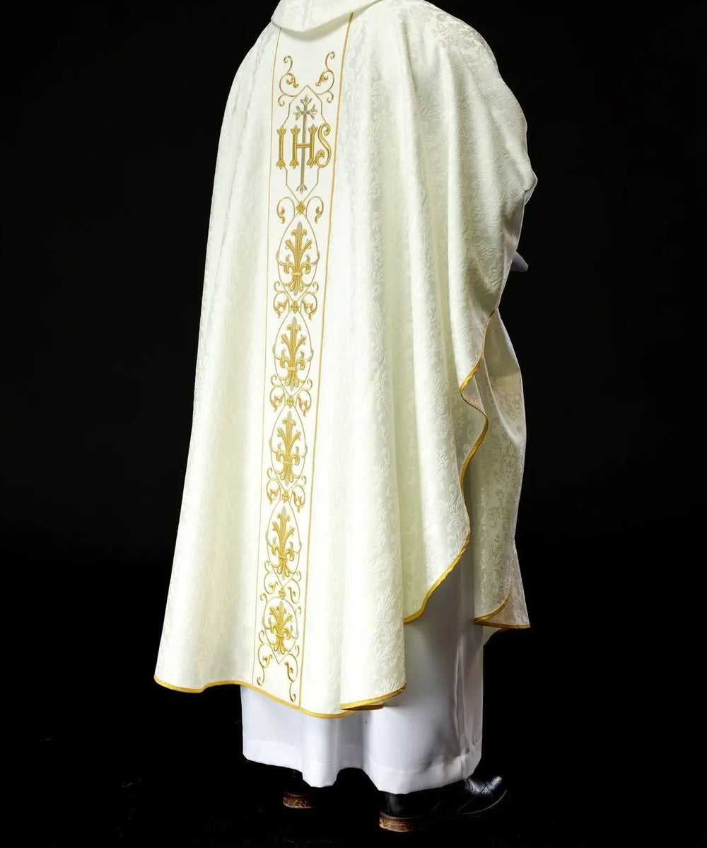 Ornat bogato haftowany IHS - ecru (H163) - Ornaty białe/ ecru - zdjęcie 6