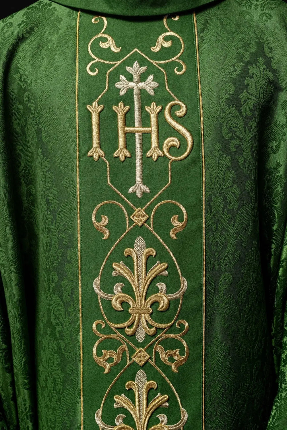 Ornat bogato haftowany IHS - zielony (H164) - Ornaty zielone - zdjęcie 3