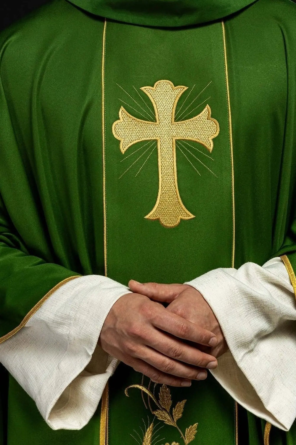 Ornat haftowany krzyż i kłosy - zielony (H183) - Ornaty zielone - zdjęcie 2