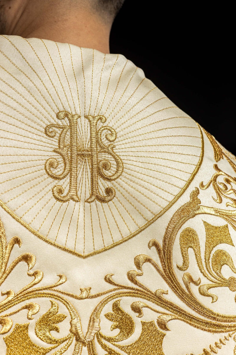 Kapa haftowana, IHS - ecru (11H) - KAPY LITURGICZNE - zdjęcie 6