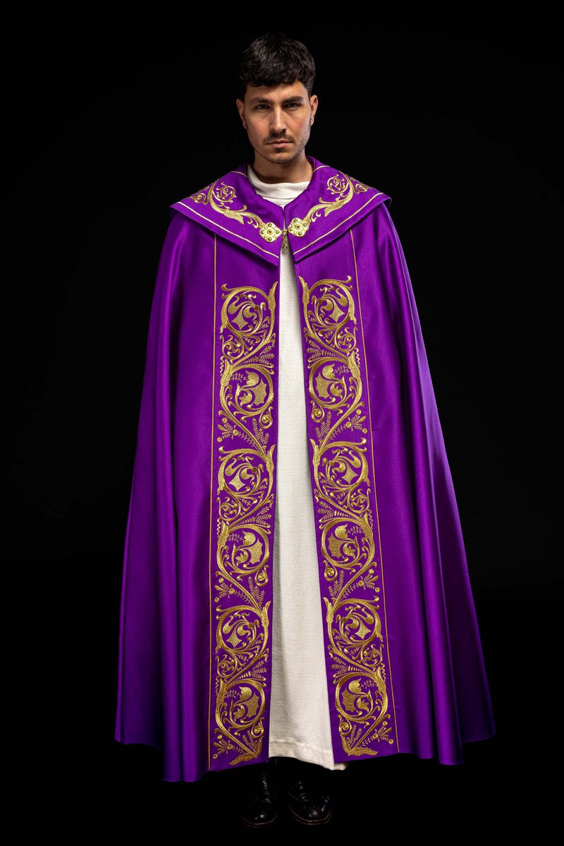 Kapa haftowana, IHS - fioletowa (12H) - KAPY LITURGICZNE - zdjęcie 2