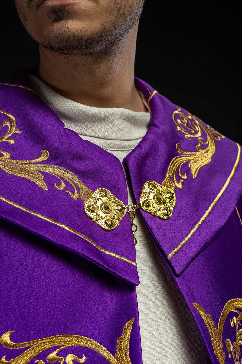 Kapa haftowana, IHS - fioletowa (12H) - KAPY LITURGICZNE - zdjęcie 6