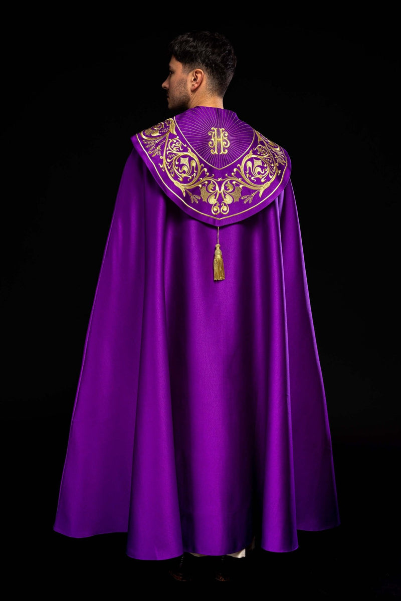 Kapa haftowana, IHS - fioletowa (12H) - KAPY LITURGICZNE - zdjęcie 7