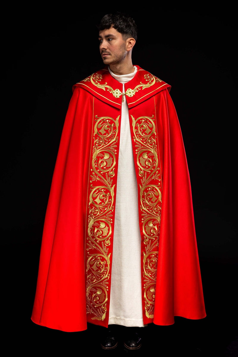 Kapa haftowana, IHS - czerwona (13H) - KAPY LITURGICZNE - zdjęcie 2