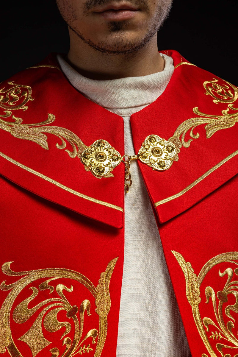 Kapa haftowana, IHS - czerwona (13H) - KAPY LITURGICZNE - zdjęcie 3