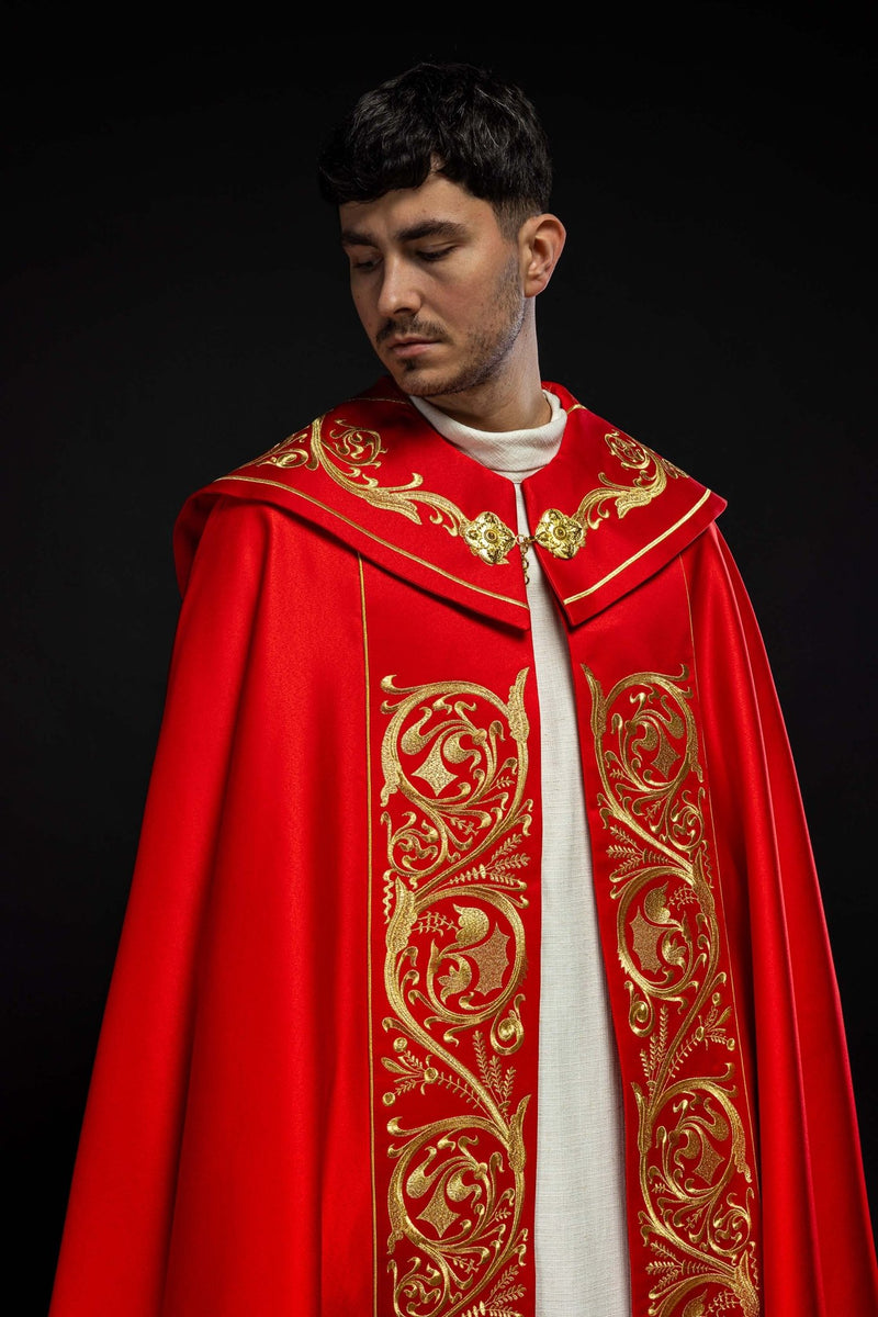 Kapa haftowana, IHS - czerwona (13H) - KAPY LITURGICZNE - zdjęcie 4