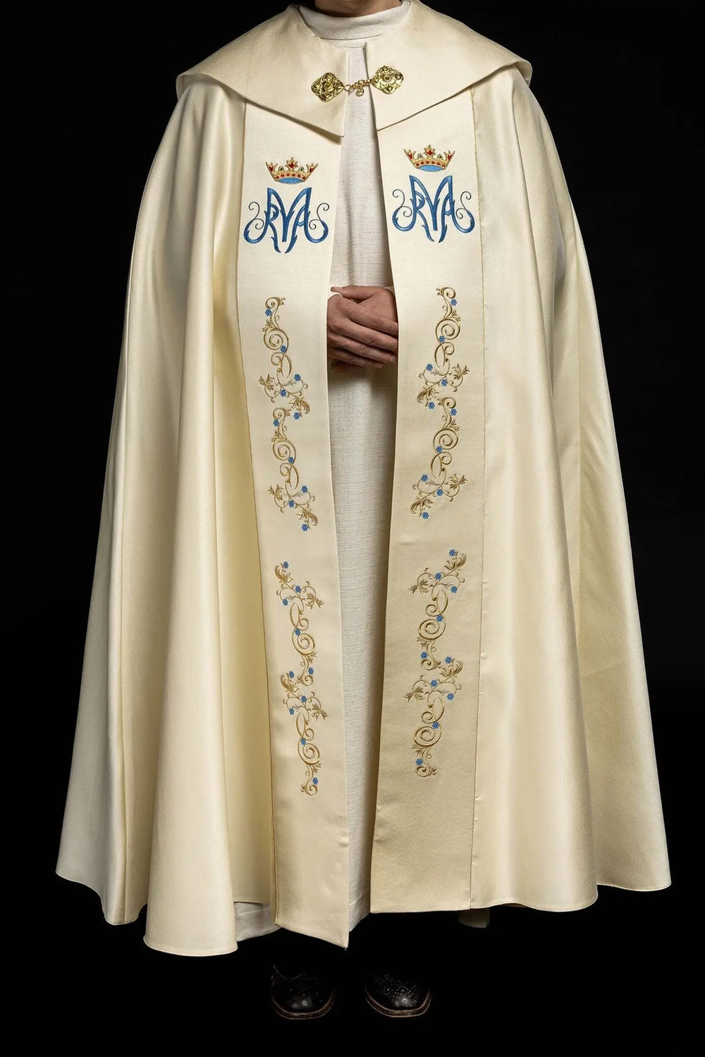 Kapa haftowana maryjna ecru - (14H) - KAPY LITURGICZNE - zdjęcie 2