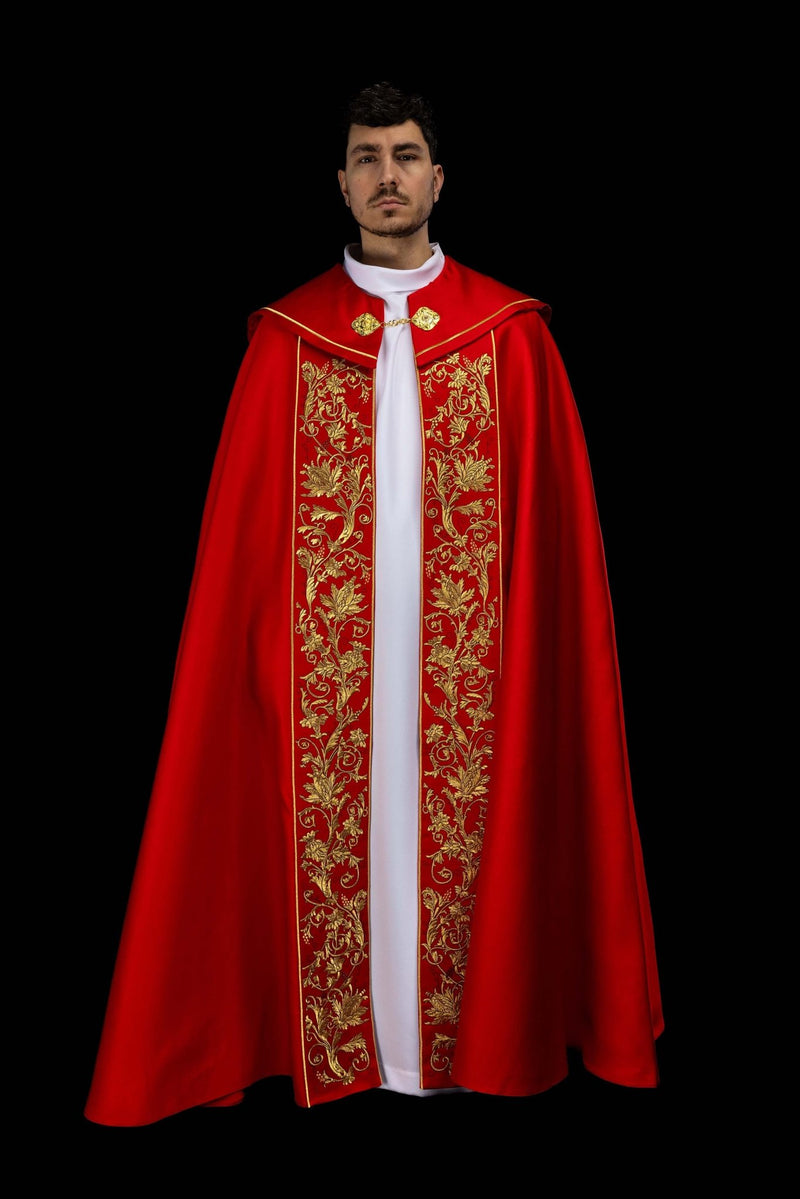 Kapa bogato haftowana, kielich - czerwona (16H) - KAPY LITURGICZNE - zdjęcie 2