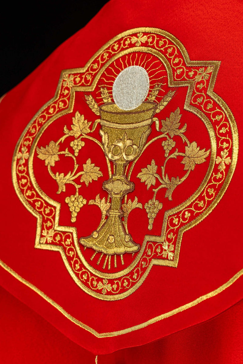 Kapa bogato haftowana, kielich - czerwona (16H) - KAPY LITURGICZNE - zdjęcie 6