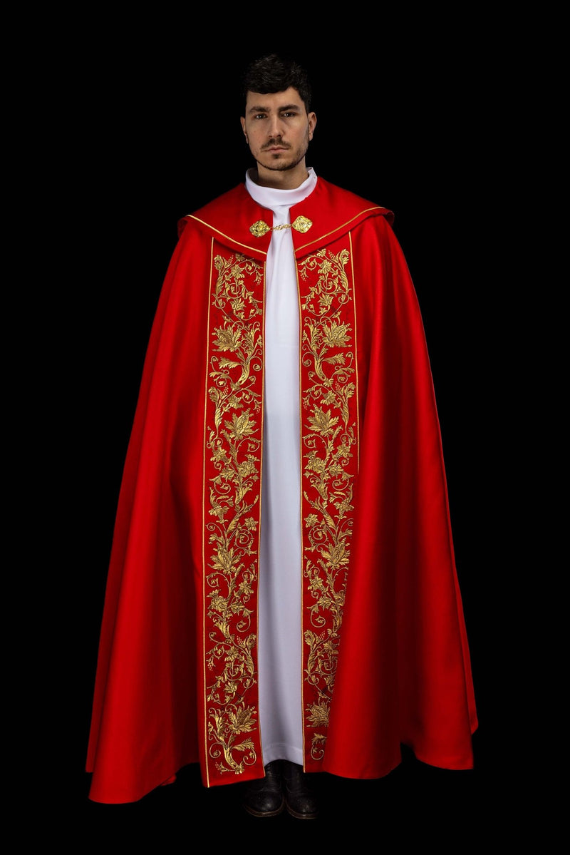 Kapa bogato haftowana, kielich - czerwona (16H) - KAPY LITURGICZNE - zdjęcie 8
