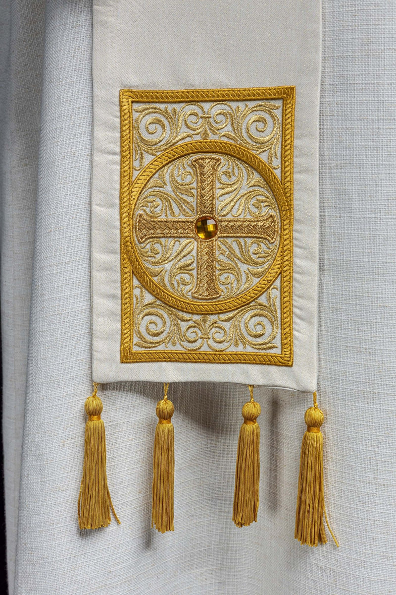 Stuła haftowana zdobiona chwostami (2H) - EUCHARYSTYCZNE - zdjęcie 2