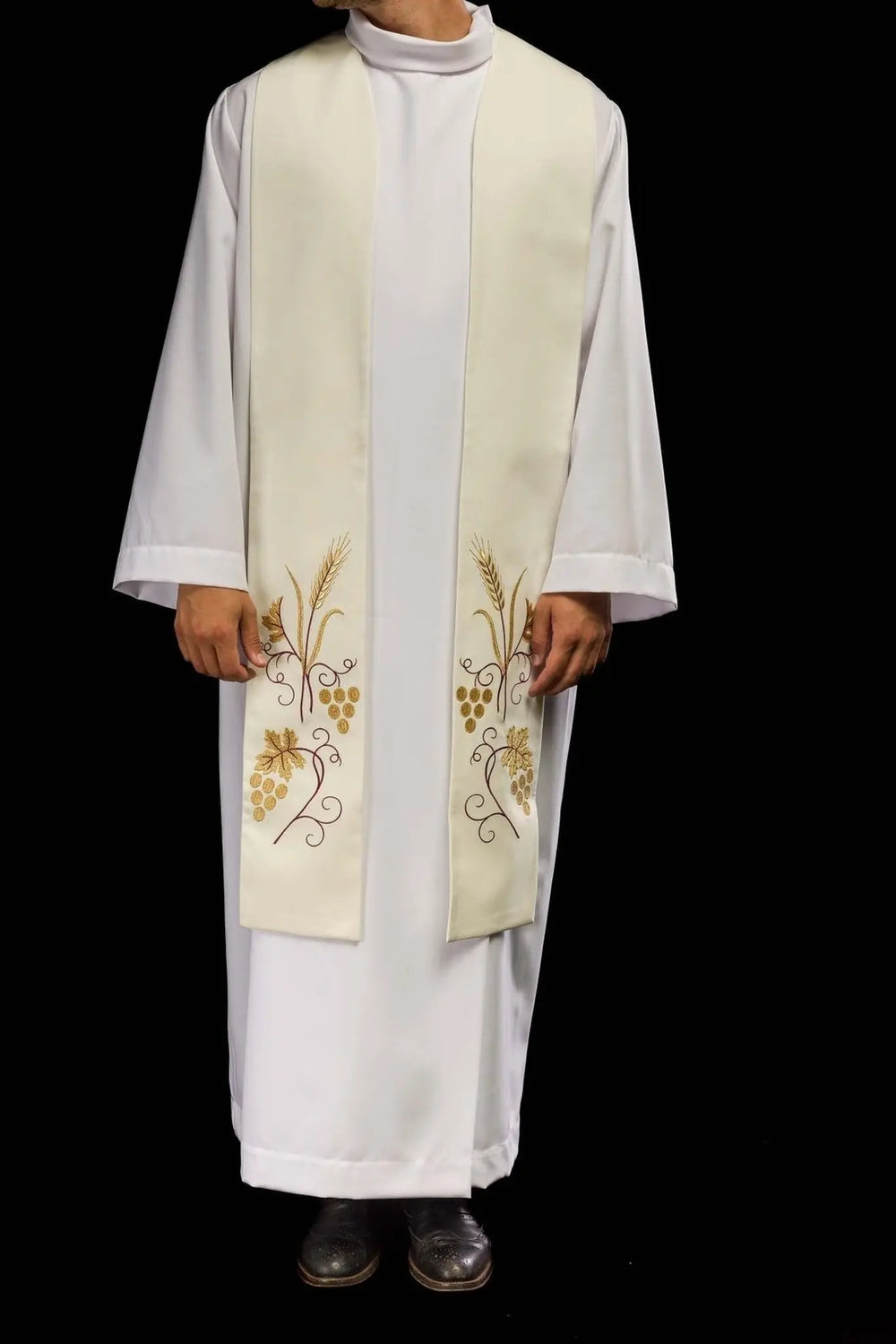 Stuła kapłańska haftowana ecru (10H) - EUCHARYSTYCZNE