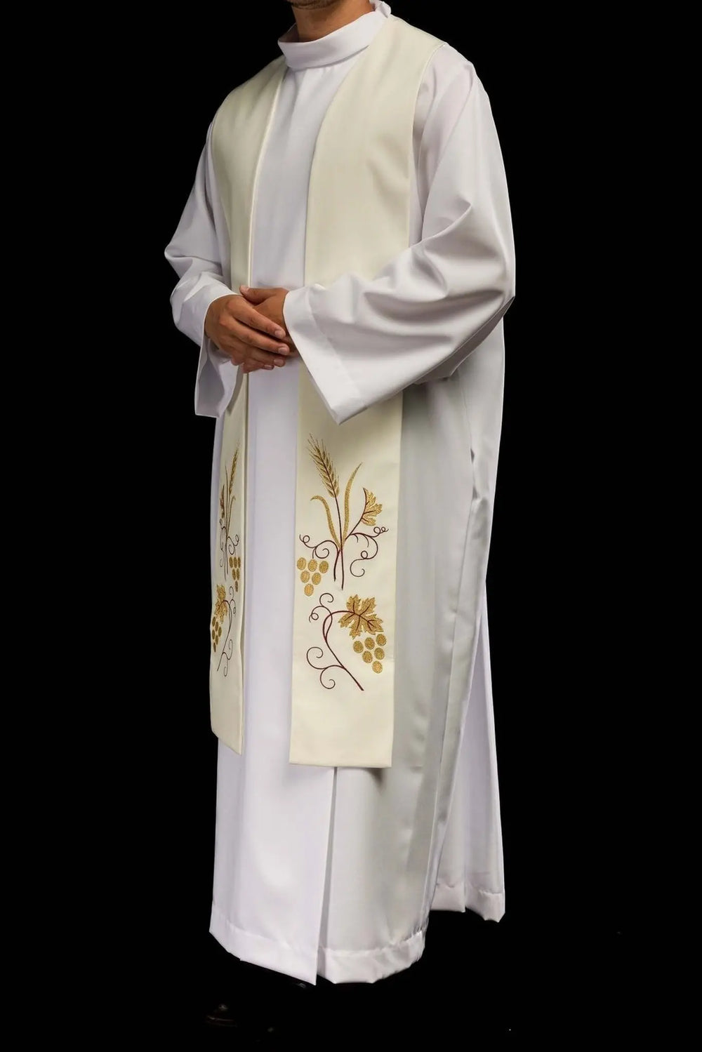 Stuła kapłańska haftowana ecru (10H) - EUCHARYSTYCZNE - zdjęcie 4